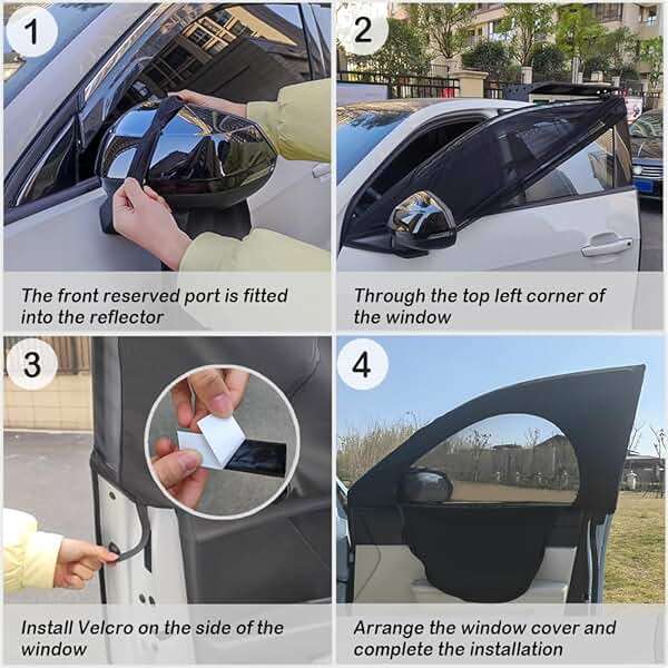 4PCS Car Window Shades with Zipper,Breathable Car Window Cover Baby Window Shades for Car,Camping Essentials Side Window Sun Shade for Privacy Protection Fits Most Cars - Image 7