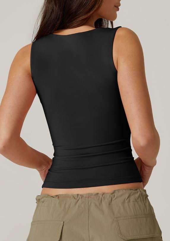 QINSEN Women's Sweetheart Neck Sleeveless Crop Tank Form-Fitting Wide Strap Top for Casual Active Wear - Image 2