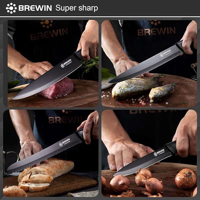 Knife Set, Brewin Kitchen Knife Set, Knives Set for Kitchen, Universal Knife Block, Utility Knife Block Set, New Home Essentials, Apartment Essentials, camping essentials, rv essentials - Image 6