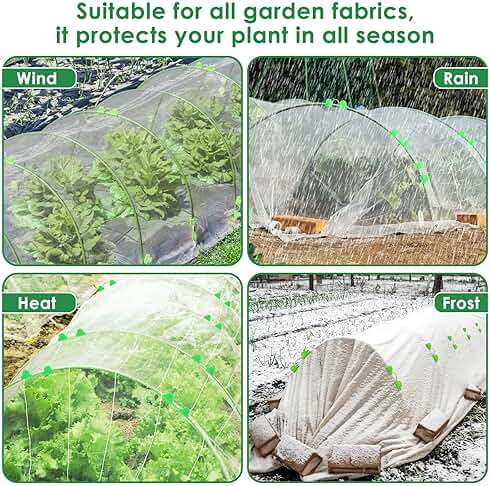 60 Pcs Garden Hoops for Raised Beds, 12 Sets Greenhouse Hoops Grow Tunnel Rust-Free Fiberglass Hoop House Kit, Plant Support Garden Stakes Hoops Frame for Netting Shade Cloth Row Cover Garden Supplies - Image 7