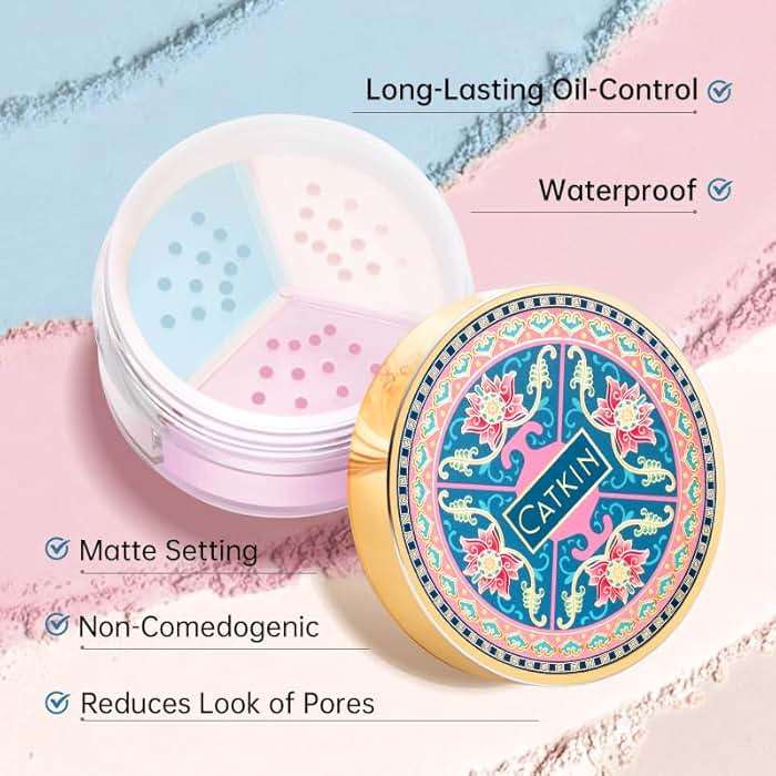 CATKIN Loose Setting Powder - Translucent Matte Finishing Powder, 3 Colors Even Skin Tone, Oil Control Makeup Pore Minimizing Powder with Velour Puff (0.42oz, C04 Matte for Dry Skin) - Image 4