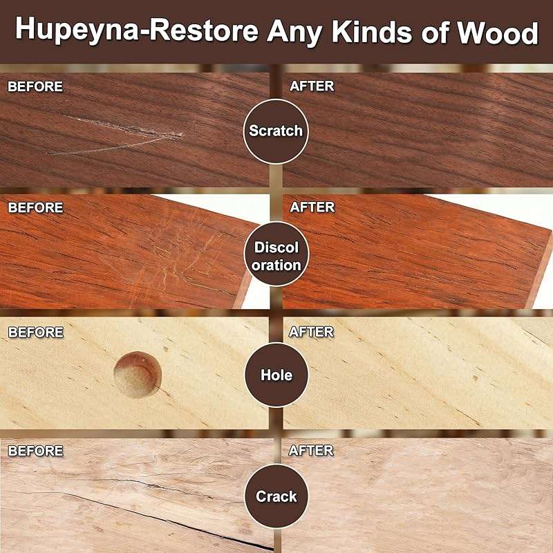 Hupeyna Wood Furniture Repair Kit, 21 Pcs Touch Up Wood Putty, Wood Fillers and Beeswax - Repair Cracks, Scratch, Hole, Discoloration for Wooden Floor, Door, Laminate, Table, Cabinet Surfaces - Image 4