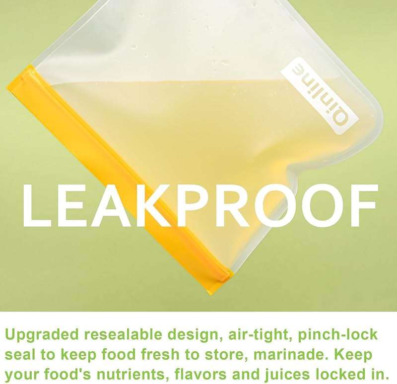 Reusable Food Storage Bags - 10 Pack Freezer Bags, Extra Thick Leakproof Lunch Bags for Salad Fruit Marinate Meats Travel - 10 Sandwich Storage Bag - Image 4