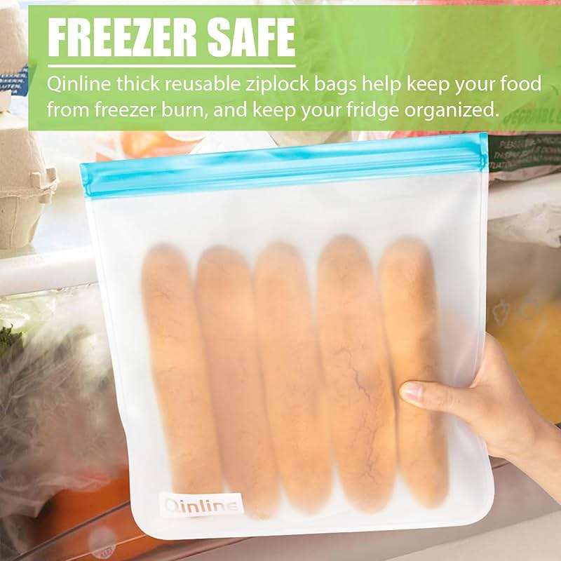 Reusable Food Storage Bags - 10 Pack Freezer Bags, Extra Thick Leakproof Lunch Bags for Salad Fruit Marinate Meats Travel - 10 Sandwich Storage Bag - Image 5