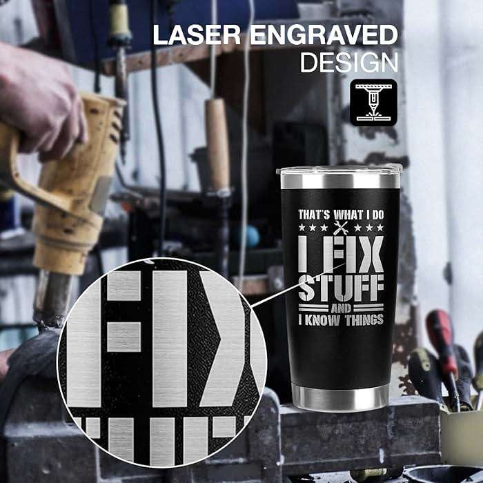 94Bright Gifts for Men, Dad, Husband, Grandpa, Mechanic Father, Handyman - Birthday Gifts for Men - Dad Birthday Gifts from Daughter, Son - Mens Birthday Gift Ideas - Black Tumbler 20 Oz - Image 5