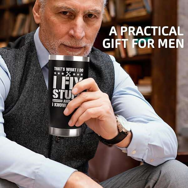 94Bright Gifts for Men, Dad, Husband, Grandpa, Mechanic Father, Handyman - Birthday Gifts for Men - Dad Birthday Gifts from Daughter, Son - Mens Birthday Gift Ideas - Black Tumbler 20 Oz - Image 7