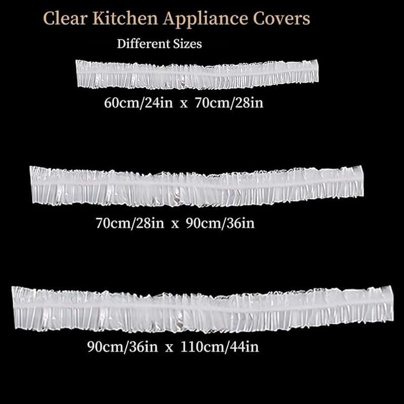 60Pcs Disposable Furniture Dust Cover Clear Plastic Kitchen Appliance Covers Dustproof with Elastic for Small Appliance, Oven, Pressure Cooker, Blender, Air Fryer, 3 Different Sizes (S, M, L) - Image 2