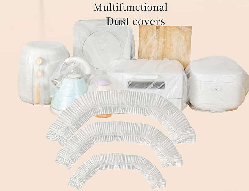 60Pcs Disposable Furniture Dust Cover Clear Plastic Kitchen Appliance Covers Dustproof with Elastic for Small Appliance, Oven, Pressure Cooker, Blender, Air Fryer, 3 Different Sizes (S, M, L) - Image 5