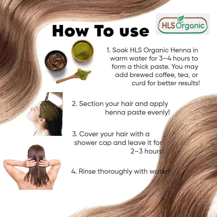 HLS Henna Powder (Lawsonia Inermis) for Natural Orange-Red Hair Color | Certified Organic | 227 Gms / 0.5 LB/ 8 Oz, No Chemicals or Additives, For Hair - Image 2