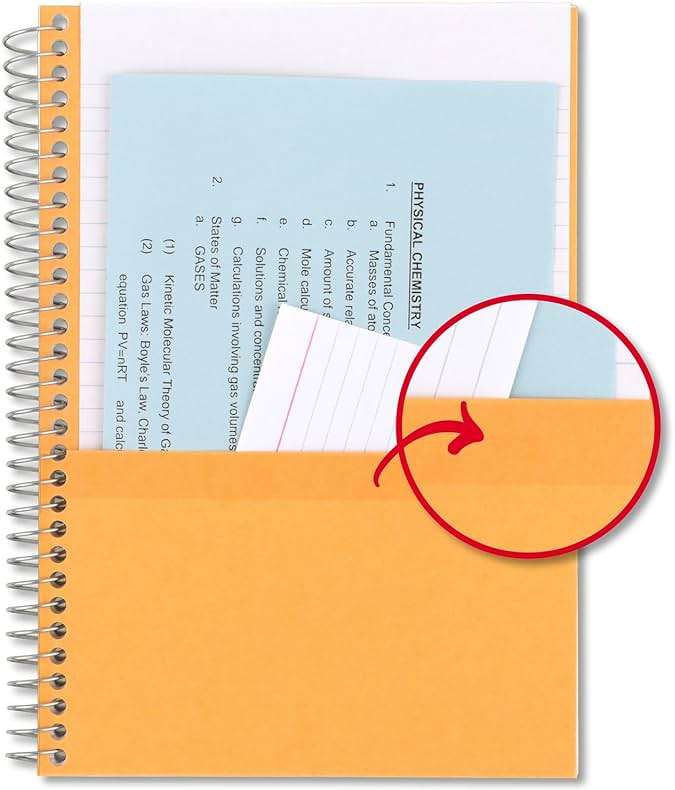 Five Star Spiral Notebooks, 6 Pack, 2 Subject, College Ruled, 9 1/2" x 6", 80 Sheets, Amethyst Purple, Sedona Orange, Seaglass Green, Tidewater Blue, Gray and Black (840029A-ECM) - Image 4