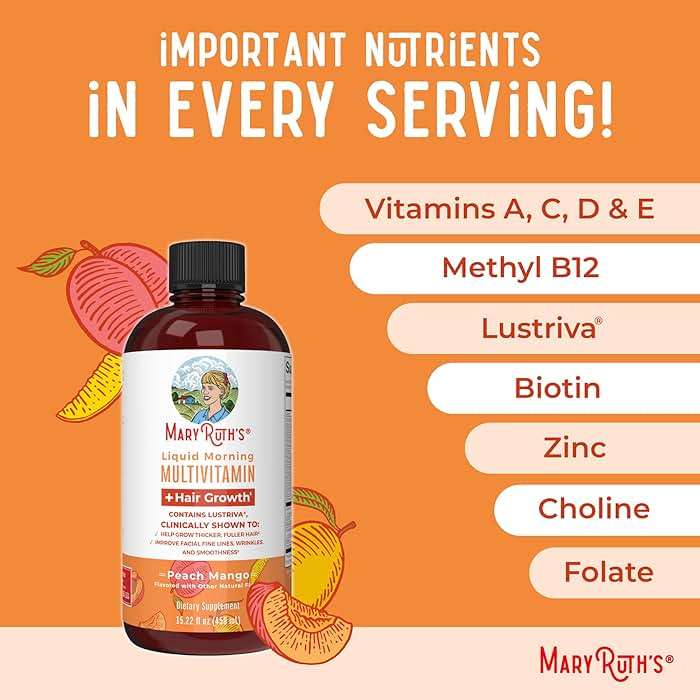 MARYRUTH'S Liquid Multivitamin + Hair Growth | Clinically Tested in Women for Thicker Hair & Facial Wrinkles | Biotin 10000mcg | Lustriva Hair Growth Supplements | Skin Care | Ages 18+ | 15.22 Fl Oz - Image 7