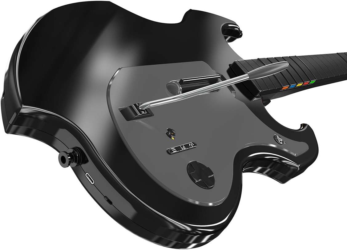 PDP RIFFMASTER Wireless Guitar Controller for PlayStation 5 and PlayStation 4, PS5/PS4, Rock Band 4, Fortnite Festival, Audio Jack, Rechargeable Battery, Officially Licensed by Sony - Black - Image 11
