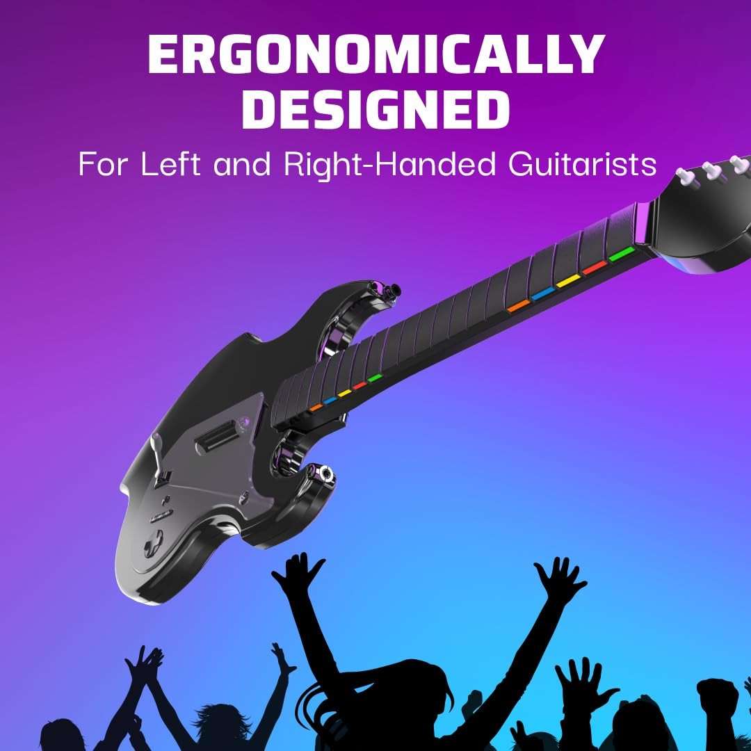 PDP RIFFMASTER Wireless Guitar Controller for PlayStation 5 and PlayStation 4, PS5/PS4, Rock Band 4, Fortnite Festival, Audio Jack, Rechargeable Battery, Officially Licensed by Sony - Black - Image 6