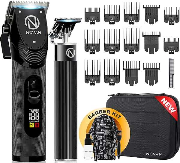 Novah Professional Hair Clippers for Men, Professional Barber Clippers and Trimmer Set, Mens Cordless Clipper, Fade Haircut Kit, Electric Hair Cut Machines - Image 1