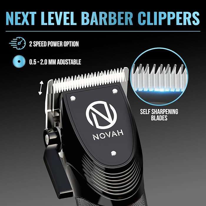 Novah Professional Hair Clippers for Men, Professional Barber Clippers and Trimmer Set, Mens Cordless Clipper, Fade Haircut Kit, Electric Hair Cut Machines - Image 2