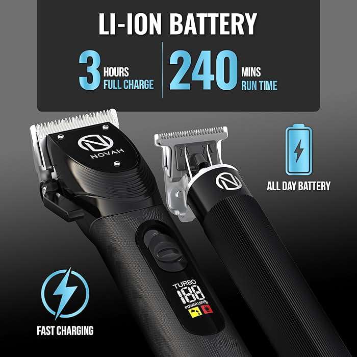 Novah Professional Hair Clippers for Men, Professional Barber Clippers and Trimmer Set, Mens Cordless Clipper, Fade Haircut Kit, Electric Hair Cut Machines - Image 4