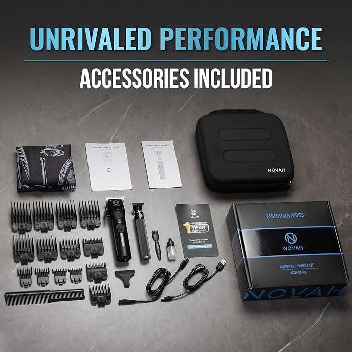 Novah Professional Hair Clippers for Men, Professional Barber Clippers and Trimmer Set, Mens Cordless Clipper, Fade Haircut Kit, Electric Hair Cut Machines - Image 7