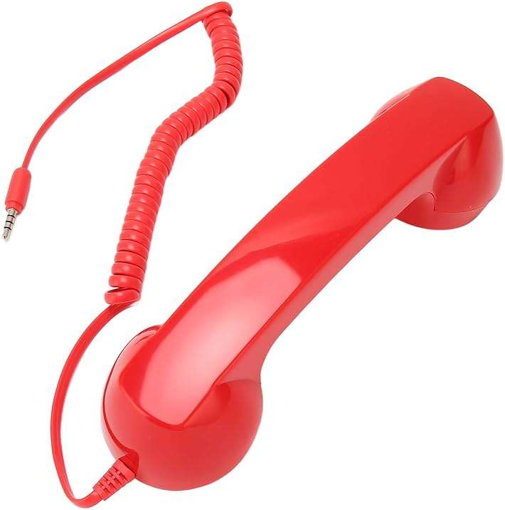 3.5mm Retro Phone Handset, Vintage Retro Telephone Handset, ABS Cell Phone Handset Receiver, for Cell Phones with 3.5mm Port (Red) - Image 1