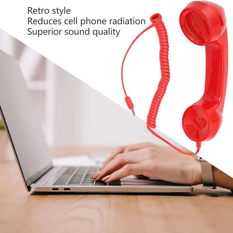 3.5mm Retro Phone Handset, Vintage Retro Telephone Handset, ABS Cell Phone Handset Receiver, for Cell Phones with 3.5mm Port (Red) - Image 2