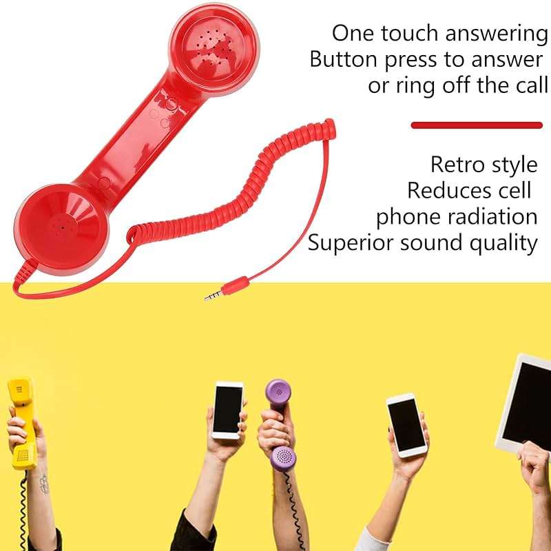 3.5mm Retro Phone Handset, Vintage Retro Telephone Handset, ABS Cell Phone Handset Receiver, for Cell Phones with 3.5mm Port (Red) - Image 3