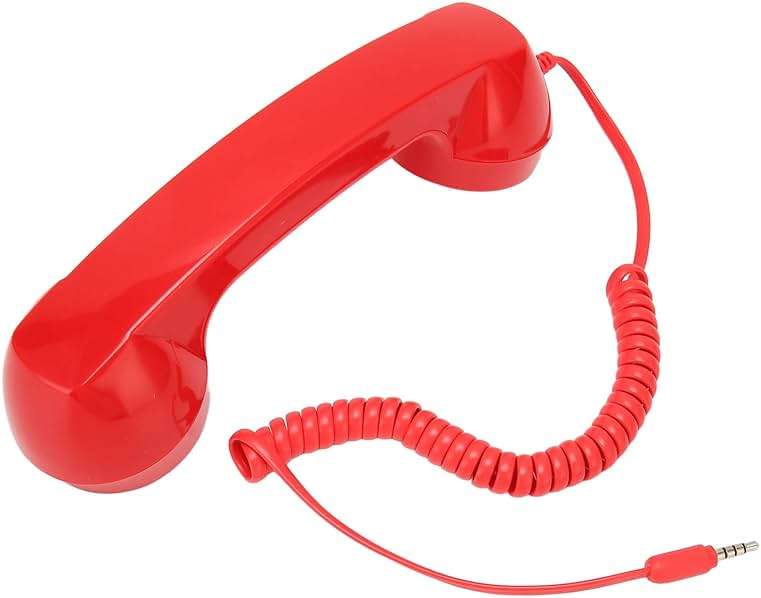 3.5mm Retro Phone Handset, Vintage Retro Telephone Handset, ABS Cell Phone Handset Receiver, for Cell Phones with 3.5mm Port (Red) - Image 4