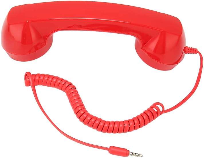 3.5mm Retro Phone Handset, Vintage Retro Telephone Handset, ABS Cell Phone Handset Receiver, for Cell Phones with 3.5mm Port (Red) - Image 5