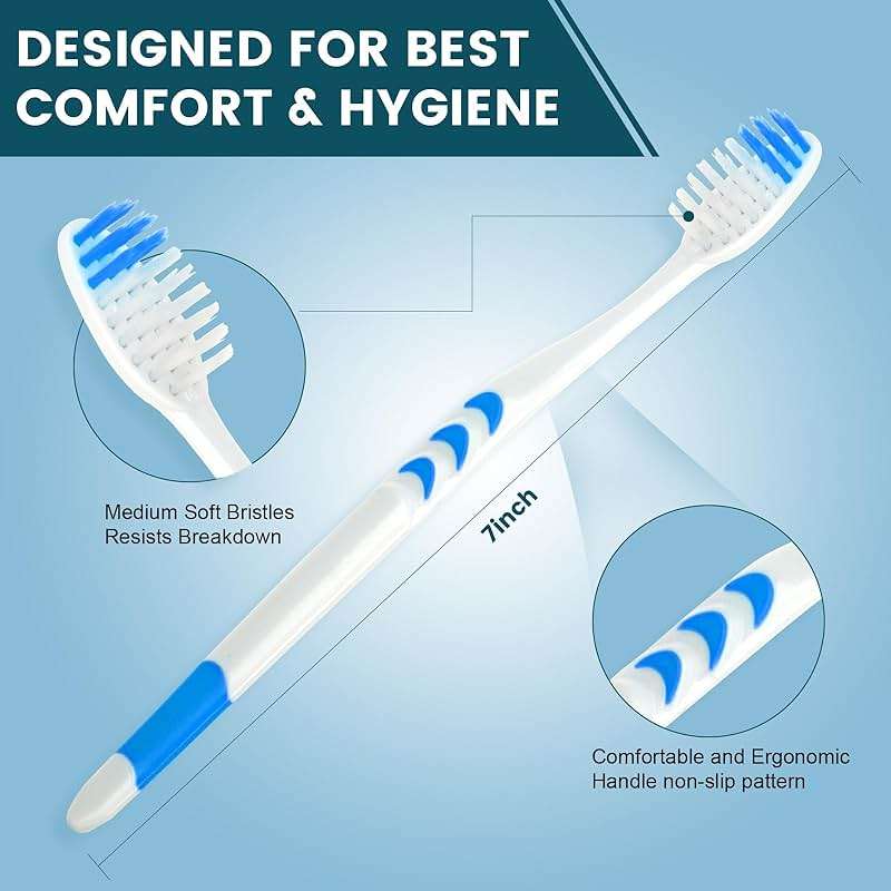 Navona 50 PCS Premium Individually Wrapped Bulk Toothbrush Pack, Disposable Toothbrushes, Kids Toothbrush, Medium Soft Bristle Toothbrushes, Ergonomics Handle, Perfect for Travel Hotel Donation - Image 3