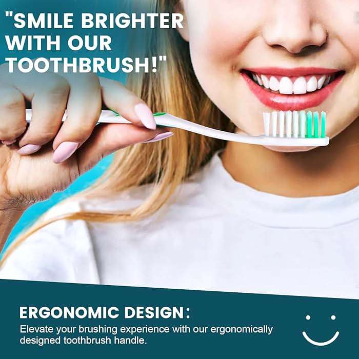 Navona 50 PCS Premium Individually Wrapped Bulk Toothbrush Pack, Disposable Toothbrushes, Kids Toothbrush, Medium Soft Bristle Toothbrushes, Ergonomics Handle, Perfect for Travel Hotel Donation - Image 5