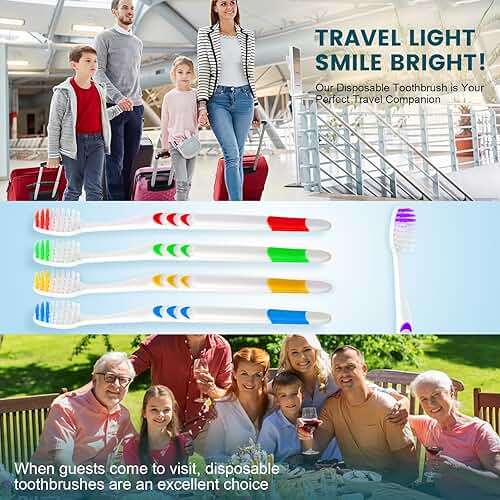 Navona 50 PCS Premium Individually Wrapped Bulk Toothbrush Pack, Disposable Toothbrushes, Kids Toothbrush, Medium Soft Bristle Toothbrushes, Ergonomics Handle, Perfect for Travel Hotel Donation - Image 6