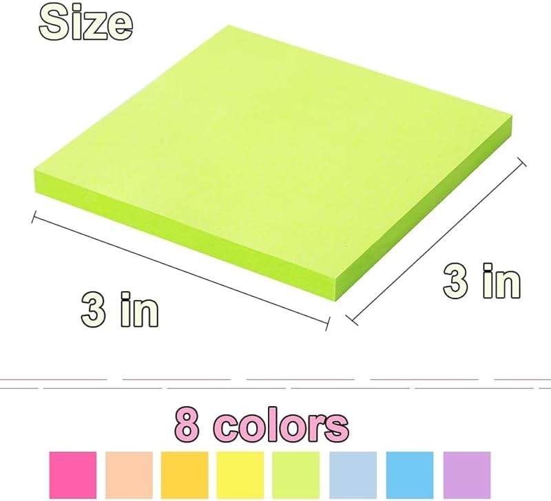 (16 Pack) Pop Up Sticky Notes 3x3 in Accordion Stickies Super Sticking Power Memo Pads Bright Colors - Image 3