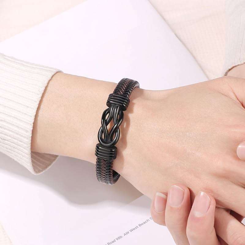 𝟮𝟬𝟮𝟲 𝗚𝗿𝗮𝗱𝘂𝗮𝘁𝗶𝗼𝗻 𝗚𝗶𝗳𝘁𝘀 𝗳𝗼𝗿 𝗛𝗶𝗺, Class of 2026 Leather Stainless Steel Knot Bracelets for Men, 5th 8th Middle High School College Masters Degree Graduation Gifts for Men - Image 2
