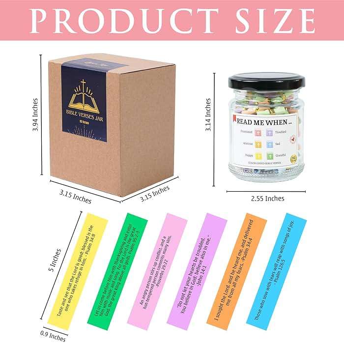 Bible Verses Jar, 92 Hand-Rolled Bible Scroll, Read Me When Christian Jar, Color Coded KJV Bible Verses, Religious Gifts for Women, Prayer Gifts for Friends, Mom, Sister, Cancer Warriors - Image 3