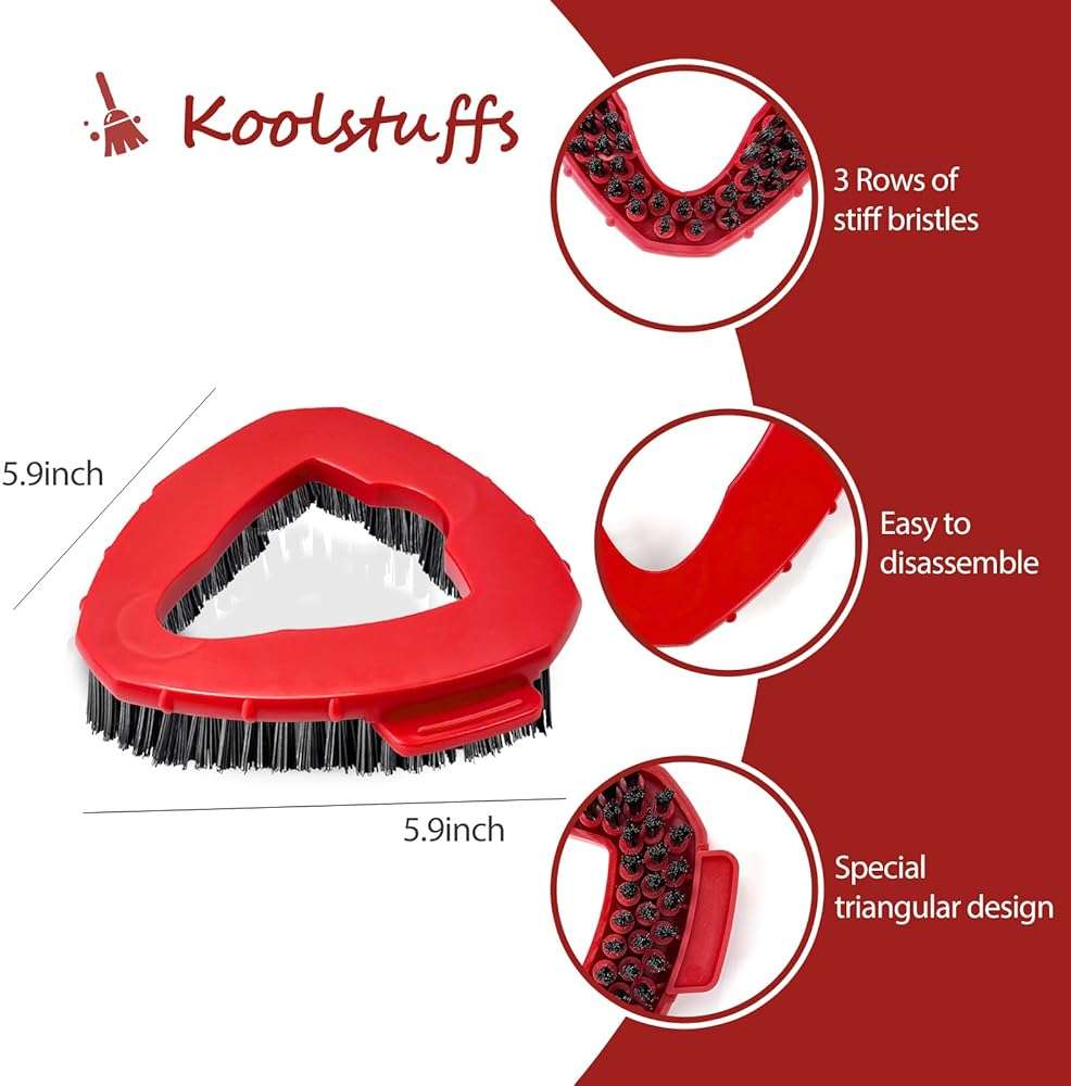 2 Pack Spin Mop Scrub Brush Head Compatible with EasyWring 1-Tank System | Hard Bristle Deep Scrubbing, Triangle Corner Cleaning, No-Bend Floor Cleaning, Quick Snap-On, Reusable & Durable - Image 2