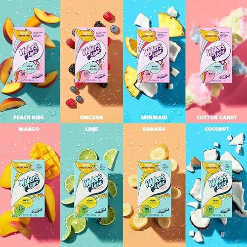 Wyler's Light Singles to Go Powder Packets, Water Drink Mix, Variety Pack, Watertok Fun Flavors, Cotton Candy, Mermaid, Peach Ring, Unicorn, Sugar & Caffeine Free, On-The-Go, 20 Count (Pack - 1) - Image 5