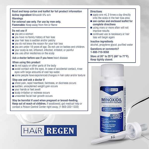 Hair Regen Liquid Minoxidil for Men 5% – Advanced Topical Solution for Regrowth – Growth Treatment for Men Hair Loss 6-Pack as 6-Month Supply Kit - Image 7