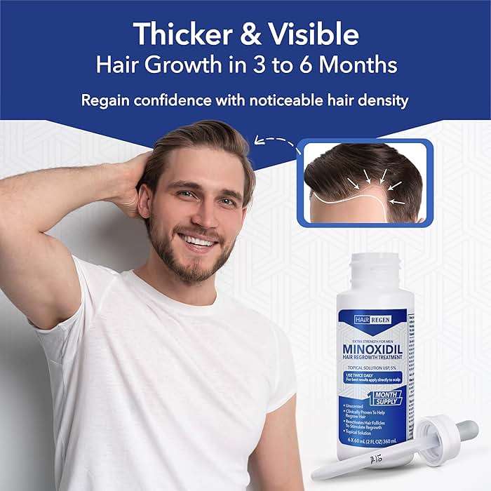 Hair Regen Liquid Minoxidil for Men 5% – Advanced Topical Solution for Regrowth – Growth Treatment for Men Hair Loss 6-Pack as 6-Month Supply Kit - Image 8