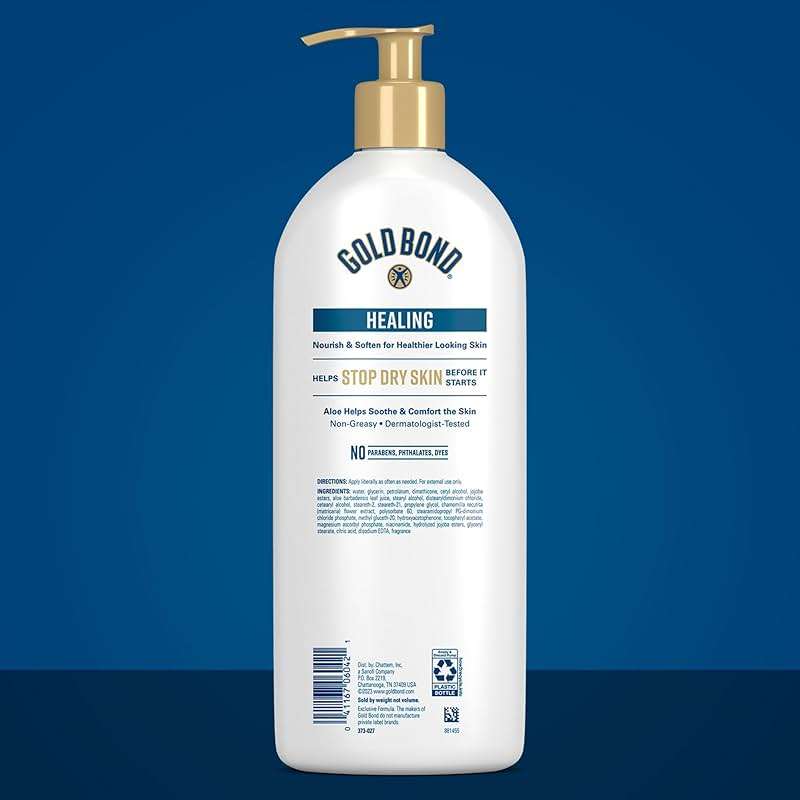 Gold Bond Healing Hydrating Body Lotion with Aloe, Moisturizer for Dry to Extra Dry Skin, 24-HR Hydration to Soothe & Comfort, Non-Greasy, Dermatologist-Tested, Light Scent, 24 Oz Family Size Pump - Image 2