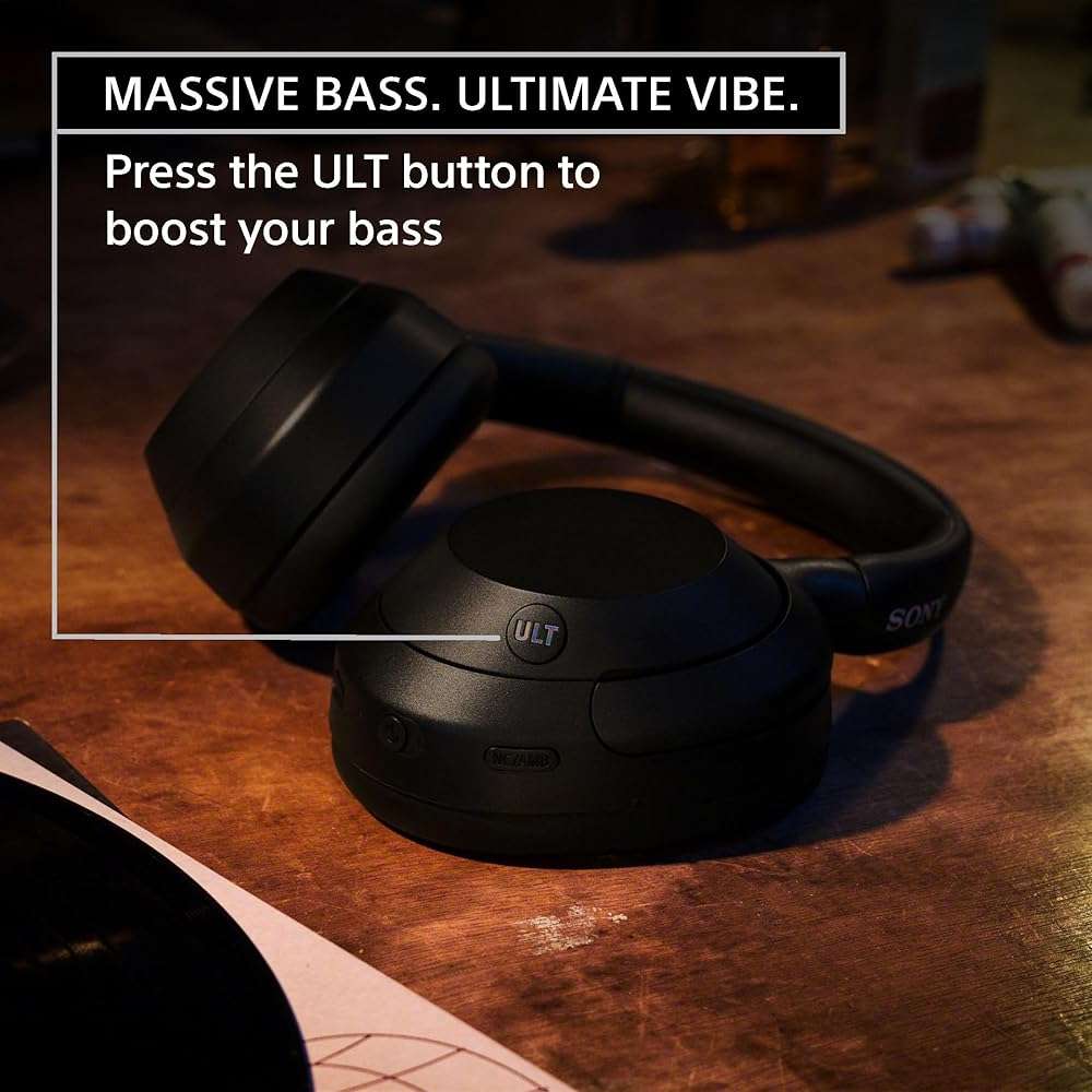 Sony ULT WEAR Over-Ear Noise Canceling Bluetooth Headphones with Alexa Built-in, Comfortable Design, 30-Hour Battery, Massive Bass, & Signature Noise Canceling Found in 1000X Series, Black - Image 3