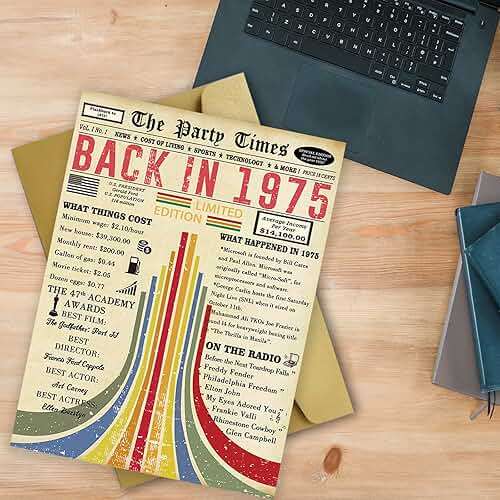 Missonemi Vintage 50th Birthday Card, Happy 50th Birthday Gifts for Him Her, Funny 50 Year Old Birthday Gift Ideas for Couple, Unique 50th Birthday Decorations for Women Men - Image 2