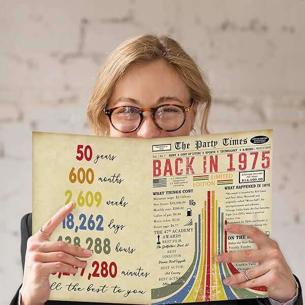 Missonemi Vintage 50th Birthday Card, Happy 50th Birthday Gifts for Him Her, Funny 50 Year Old Birthday Gift Ideas for Couple, Unique 50th Birthday Decorations for Women Men - Image 5