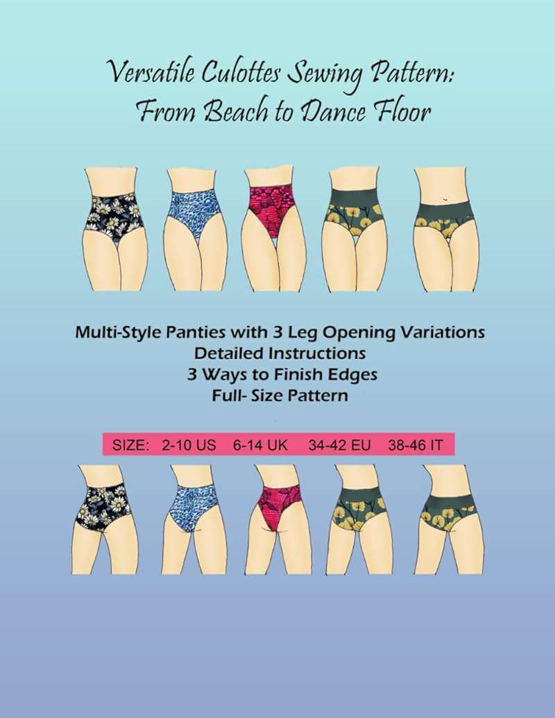 Versatile Culottes Sewing Pattern: From Beach to Dance Floor: Multi-Style Panties with 3 Leg Opening Variations for creating activewear, dance costumes, and beach apparel - Image 1
