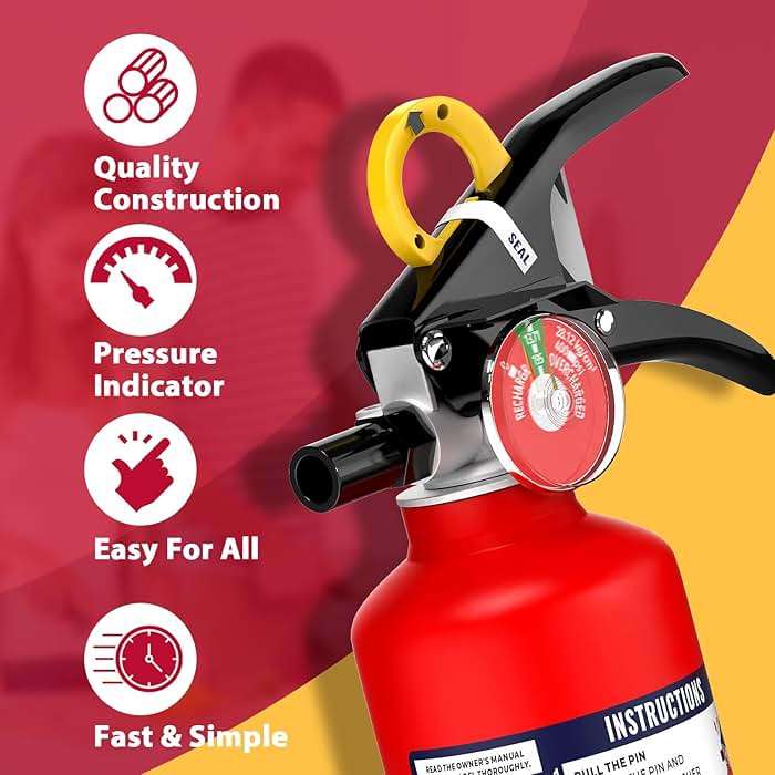 Ougist ABC Fire Extinguisher for Home & Vehicle - 2.5 lb 1-A:10-B:C Rated, Dry Chemical Fire Safety with Quick-Release Handle, Certified for Kitchen/Car/Boat Use-Model FF1KG - Image 4
