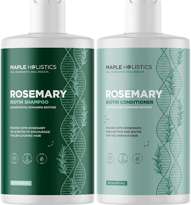 Biotin Rosemary Shampoo and Conditioner Set - Vegan Biotin Shampoo and Conditioner Set Volumizing Complex with Rosemary Essential Oil for Fine Weak & Dull Hair - Sulfate & Paraben Free (16 Fl Oz) - Image 1
