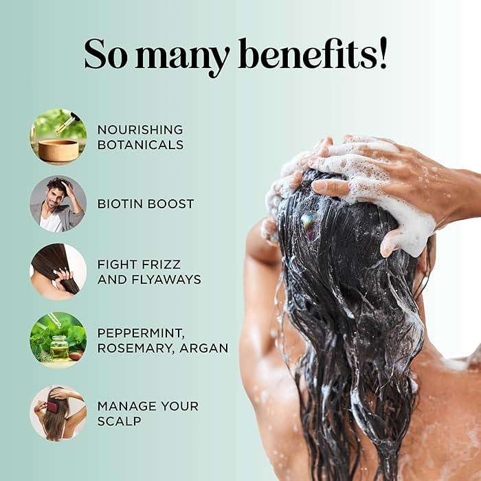 Biotin Rosemary Shampoo and Conditioner Set - Vegan Biotin Shampoo and Conditioner Set Volumizing Complex with Rosemary Essential Oil for Fine Weak & Dull Hair - Sulfate & Paraben Free (16 Fl Oz) - Image 3