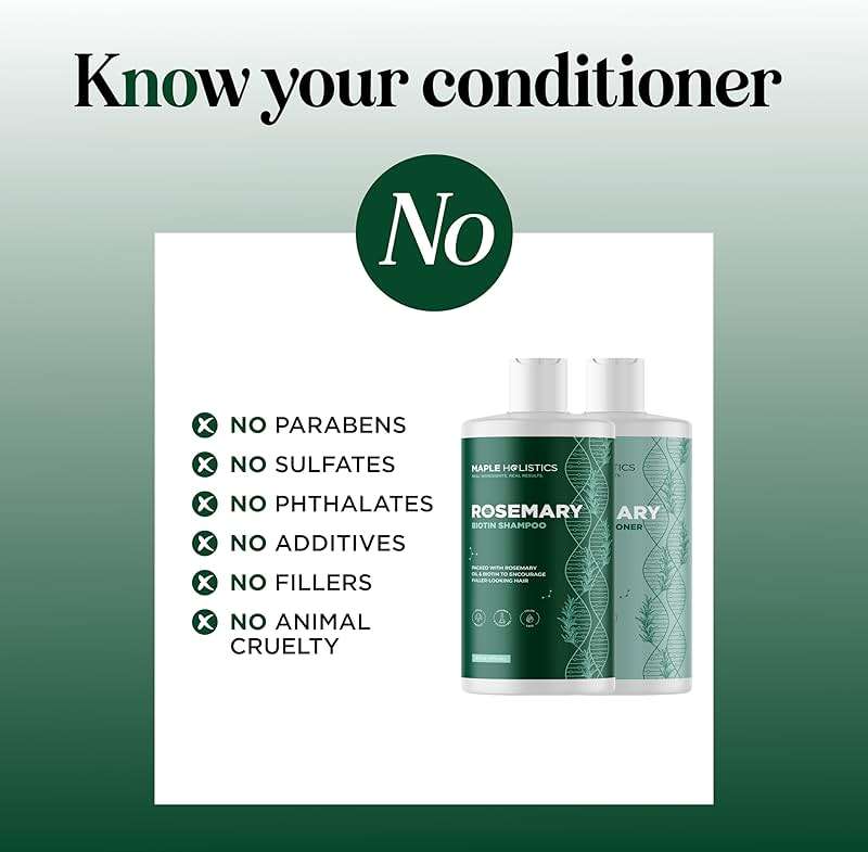Biotin Rosemary Shampoo and Conditioner Set - Vegan Biotin Shampoo and Conditioner Set Volumizing Complex with Rosemary Essential Oil for Fine Weak & Dull Hair - Sulfate & Paraben Free (16 Fl Oz) - Image 4