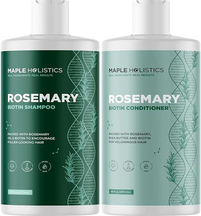 Biotin Rosemary Shampoo and Conditioner Set - Vegan Biotin Shampoo and Conditioner Set Volumizing Complex with Rosemary Essential Oil for Fine Weak & Dull Hair - Sulfate & Paraben Free (16 Fl Oz) - Image 8