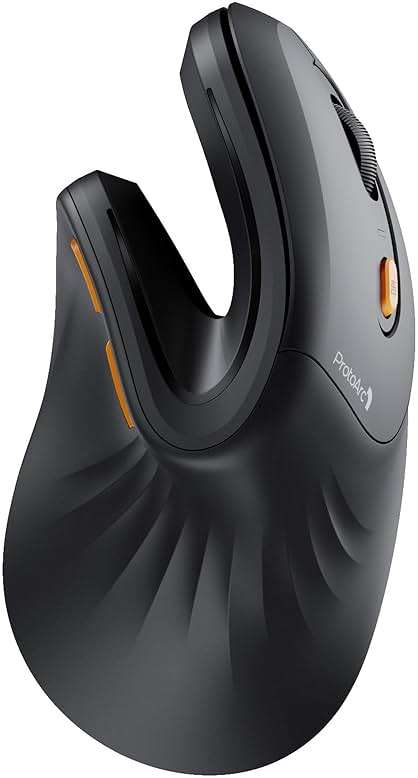 ProtoArc Ergonomic Mouse, EM11 NL Bluetooth Rechargeable Wireless Vertical Mouse, 3 Multi-Device Connectivity for Computer/PC/Laptop, 2.4GHz USB-A Optical Mice for Windows, Mac OS, Black - Image 1