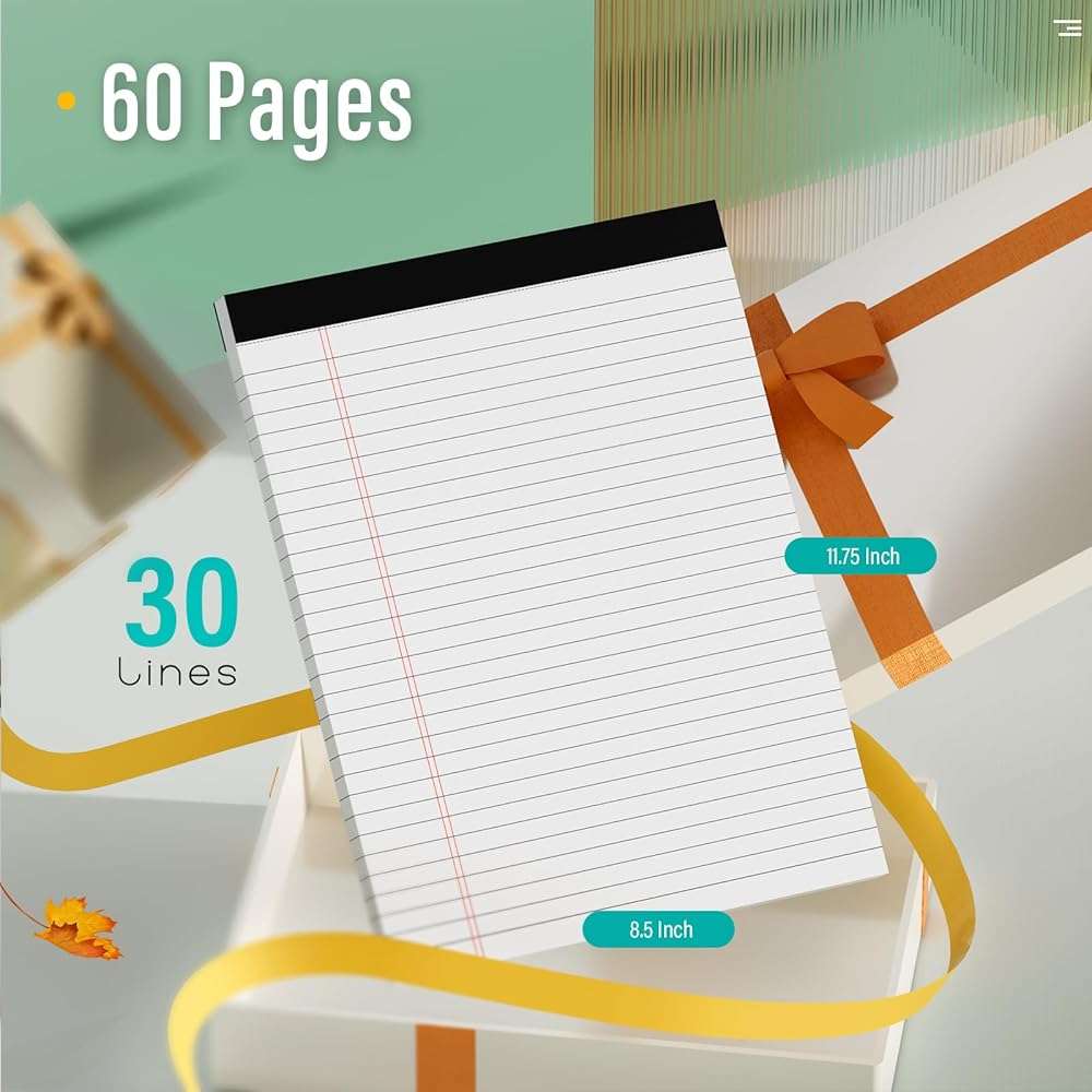 24 Pack Legal Pads 8.5 x 11 Note Pads 8.5 x 11 Inch Notepad 720 Sheets Writing Pads Wide Ruled Lined Paper Pads White Paper Note Pads 8.5 x 11 with 30 Sheets Per Legal Pad for School, Office, Home - Image 2