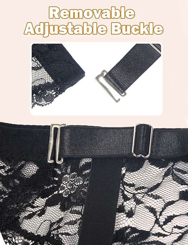 ohyeahlady Lace Garter Belt for Women Sexy Suspender Belt with 4 Meatal Clip Adjustable Garter Lingerie for Thingh Highs - Image 4