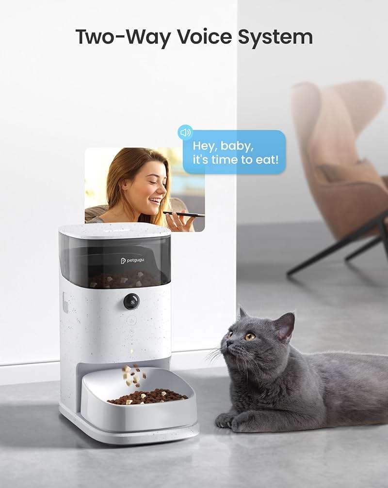 PF2 2.4G Healthy Automatic Cat feeder, 3.5L Automatic Dog Feeder with Video and Voice Call, APP data monitoring, Ceramic Bowl, Customized Timed Feeding,Freshness Preservation,Easy Removal for Cleaning - Image 7